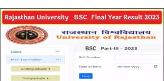 Rajasthan University BSc Final Year Result 2023 Released, Rajasthan University BSc Final Year Result 2023 Name Wise, Rajasthan University BSc Final Year Result 2023 Kaise Check Kare, Uniraj BSc Final Year Result 2023 Link, Rajasthan University BSc 3rd Year Result 2023 Name Wise Link, Rajasthan University BSc 3rd Year Result 2023 Regular Private Student, Rajasthan University BSc Part Final Result 2023 Check