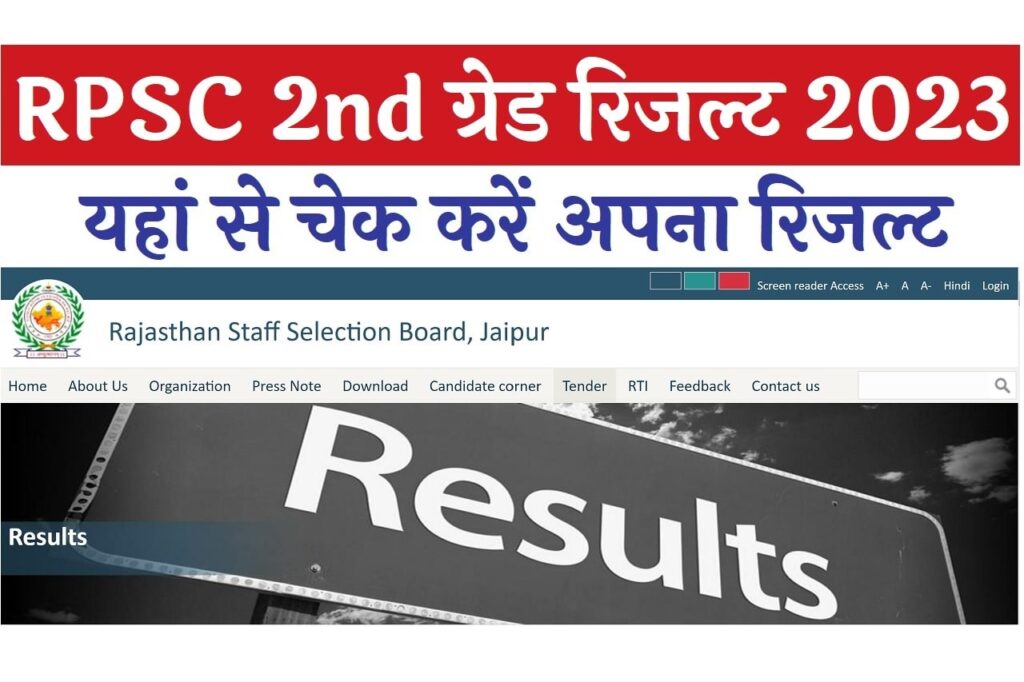 Rpsc 2nd Grade Hindi Result 2023, RPSC 2nd Grade Teacher Result 2023, RPSC Second Grade Teacher Result 2023 has been released today on 27 July 2023 on the official website rpsc.rajasthan.gov.in. In RPSC Second Grade Teacher Result 2023, the result for Sanskrit subject has been released first. RPSC 2nd Grade Teacher Result 2023 का इंतजार खत्म हो गया है। 